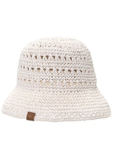 Lauren Ralph Lauren Paper Straw Crochet Bucket Hat - Silk White