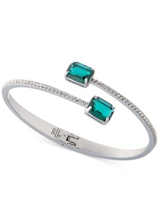 Lauren Ralph Lauren Pave & Baguette Stone Bypass Bangle Bracelet - Green