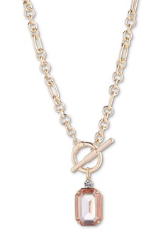 "Lauren Ralph Lauren Pave & Color Stone 17"" Pendant Necklace - Light Pink"