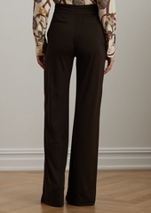 Lauren Ralph Lauren Petite Chain-Trim Pleated Jersey Wide-Leg Pants - Brown