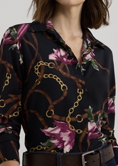 Lauren Ralph Lauren Petite Collared Floral Shirt - Navy Multi