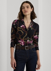 Lauren Ralph Lauren Petite Collared Floral Shirt - Navy Multi