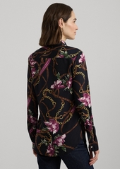 Lauren Ralph Lauren Petite Collared Floral Shirt - Navy Multi