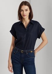 Lauren Ralph Lauren Dolman-Sleeve Linen Shirt - Lauren Navy