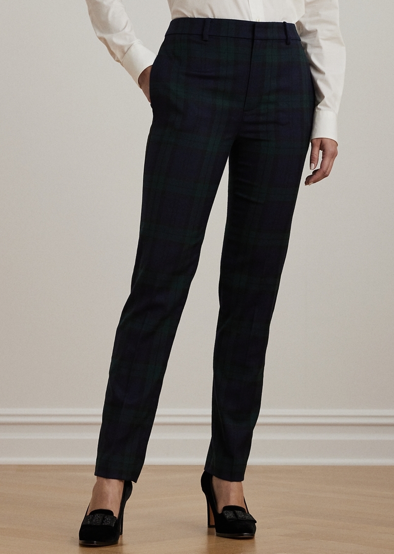 Lauren Ralph Lauren Petite Plaid Satin-Stripe Twill Cropped Pants - Green/Navy/Black