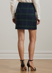 Lauren Ralph Lauren Petite Plaid Wool-Blend Twill Pencil Miniskirt - Green/Navy/Black