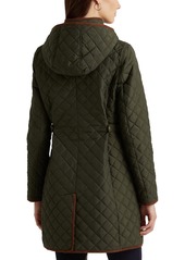 Lauren Ralph Lauren Petite Hooded Quilted Faux-Suede-Trim Coat - Classic Camel