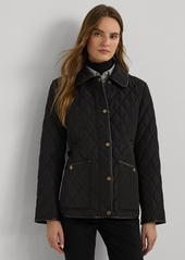 Lauren Ralph Lauren Petite Quilted Velboa Lined Coat - Black