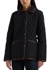 Lauren Ralph Lauren Petite Quilted Velboa Lined Coat - Black