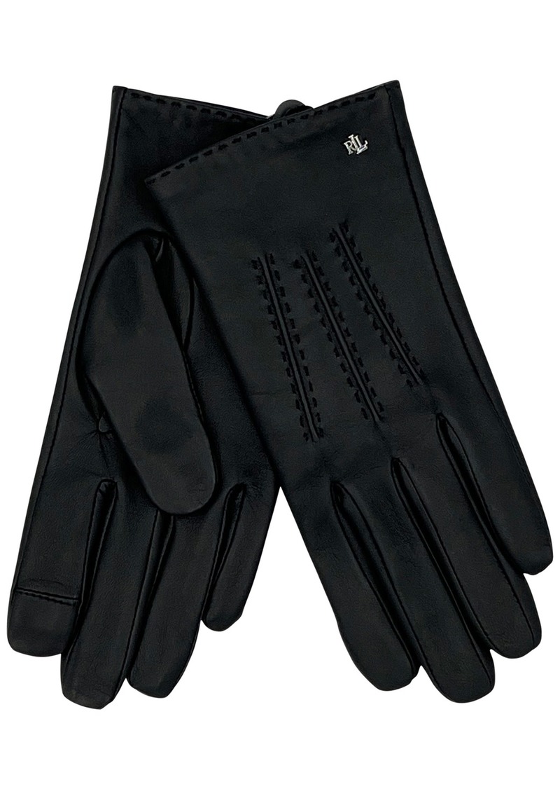 Lauren Ralph Lauren Pick Stitch Leather Gloves - Black