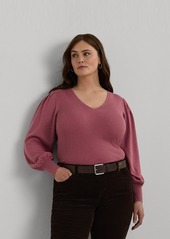 Lauren Ralph Lauren Plus Size Blouson-Sleeve Sweater - Rose Blush