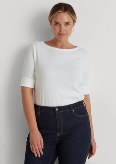 Lauren Ralph Lauren Plus Size Cotton-Blend Boatneck Top - White