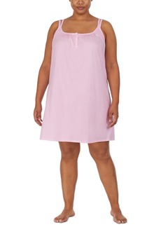 Lauren Ralph Lauren Plus Size Cotton Knit Double-Strap Nightgown - Pink Stripe