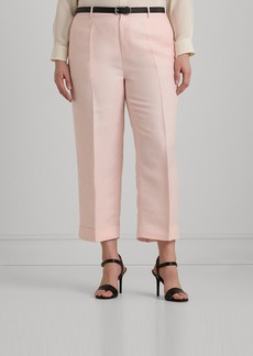 Lauren Ralph Lauren Plus Size Cropped Wide-Leg Twill Pants - Pink Opal