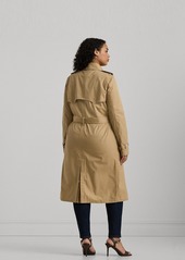 Lauren Ralph Lauren Plus Size Double-Breasted Trench Coat - Birch Tan