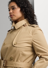 Lauren Ralph Lauren Plus Size Double-Breasted Trench Coat - Birch Tan