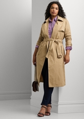 Lauren Ralph Lauren Plus Size Double-Breasted Trench Coat - Birch Tan