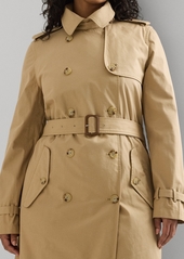 Lauren Ralph Lauren Plus Size Double-Breasted Trench Coat - Birch Tan