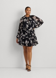 Lauren Ralph Lauren Plus Size Floral Fit & Flare Dress - Black Multi
