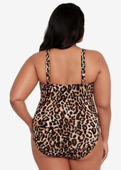 Lauren Ralph Lauren Plus Size High-Neck One-Piece Swimsuit - Leopard
