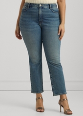 Lauren Ralph Lauren Plus Size High-Rise Straight Ankle Jeans - Dusk Indigo Wash