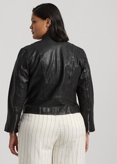 Lauren Ralph Lauren Plus Size Leather Moto Jacket - Polo Black