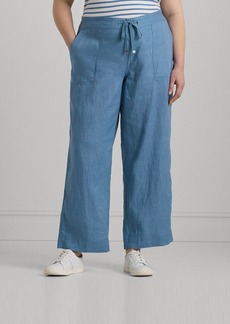 Lauren Ralph Lauren Plus Size Linen Drawstring Pants - Pale Azure