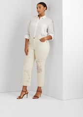 Lauren Ralph Lauren Plus Size Linen Roll-Tab Shirt - White