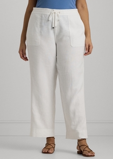 Lauren Ralph Lauren Plus-Size Linen Wide-Leg Pants - White