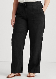 Lauren Ralph Lauren Plus-Size Linen Wide-Leg Pants - Black