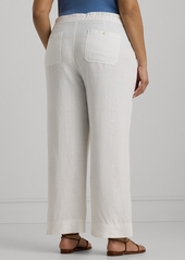 Lauren Ralph Lauren Plus-Size Linen Wide-Leg Pants - White