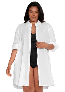 Lauren Ralph Lauren Plus Size Maxi Beach Shirt - White