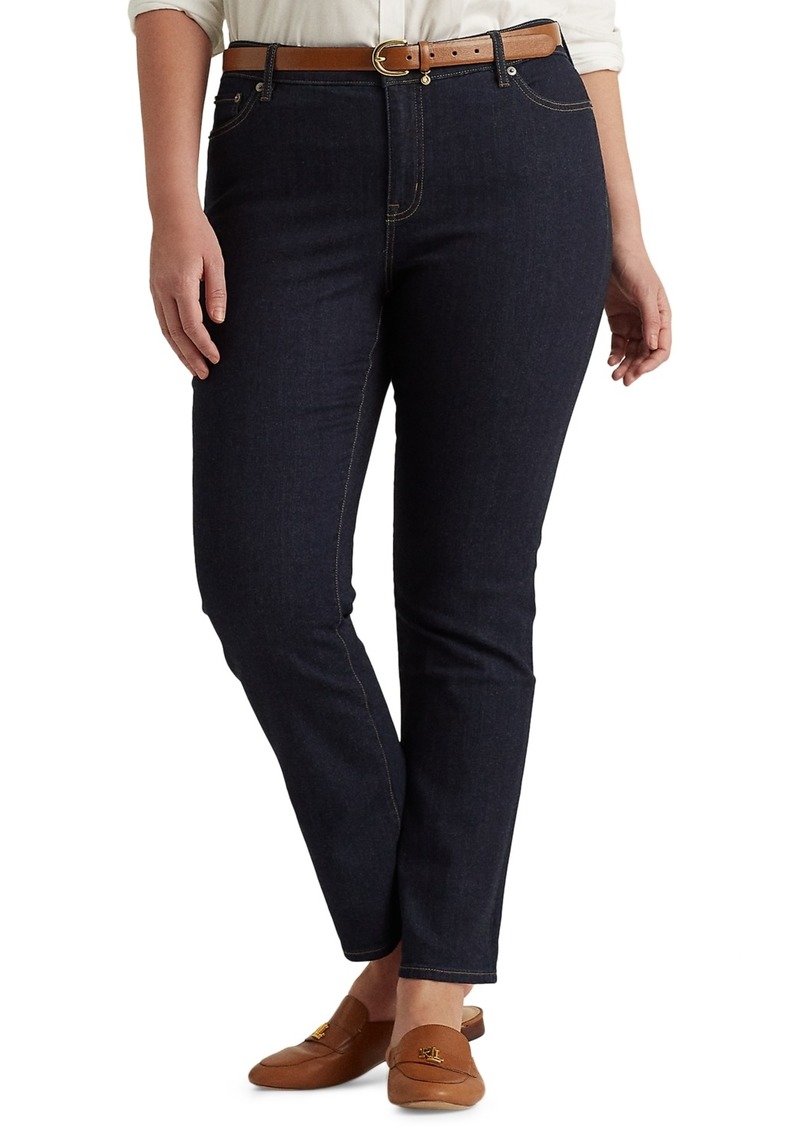 Lauren Ralph Lauren Plus-Size Mid-Rise Straight Jean - Dark Rinse Wash