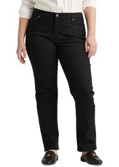 Lauren Ralph Lauren Plus-Size Mid-Rise Straight Jean - Dark Rinse Wash
