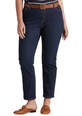 Lauren Ralph Lauren Plus-Size Mid-Rise Straight Jean - Dark Rinse Wash