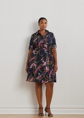 Lauren Ralph Lauren Plus Size Printed Shirtdress - Navy Multi