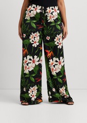 Lauren Ralph Lauren Plus Size Printed Wide-Leg Pants - Black/Green/Multi