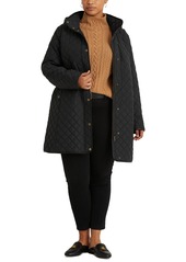 Lauren Ralph Lauren Plus Size Hooded Quilted Faux-Suede-Trim Coat - Litchfield