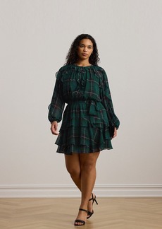 Lauren Ralph Lauren Plus Size Ruffled Plaid Fit & Flare Dress - Multi