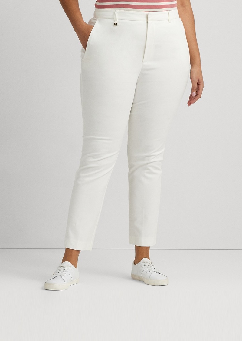 Lauren Ralph Lauren Plus Size Stretch Cotton Cropped Pants - White