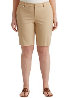 Lauren Ralph Lauren Plus-Size Stretch Cotton Shorts - Birch Tan