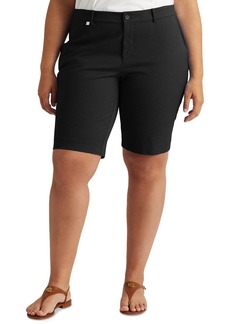 Lauren Ralph Lauren Plus-Size Stretch Cotton Shorts - Black