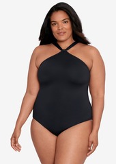 Lauren Ralph Lauren Plus Size Tummy-Control High-Neck One-Piece Swimsuit - Black