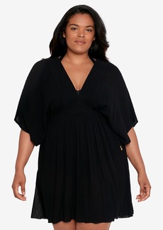 Lauren Ralph Lauren Plus Size Tunic Swim Cover-Up Dress - Black