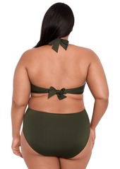 Lauren Ralph Lauren Plus Size Twist-Front Cut-Out One-Piece Swimsuit - Olive