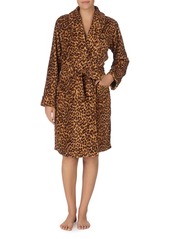 Lauren Ralph Lauren Plush Leopard Print Short Wrap Robe