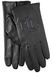 Lauren Ralph Lauren Raised Logo Leather Touch Gloves - Black