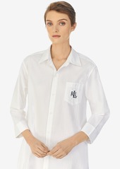 Lauren Ralph Lauren Roll-Cuff Sleepshirt Nightgown - White