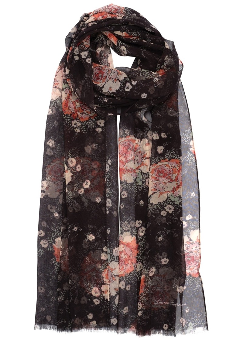 Lauren Ralph Lauren Rose Floral Oblong Scarf - Black