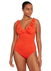 Lauren Ralph Lauren Ruffled One-Piece Swimsuit - Papaya